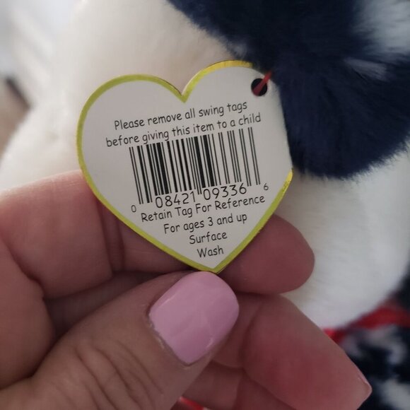 1999 Ty Large 14" Beanie Buddy Spangle Patriotic American Flag Stripes Bear - Picture 6 of 10